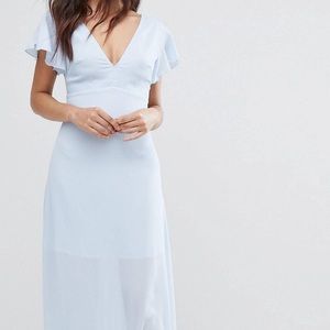 Pretty Little Thing ruffle sleeve maxi dress